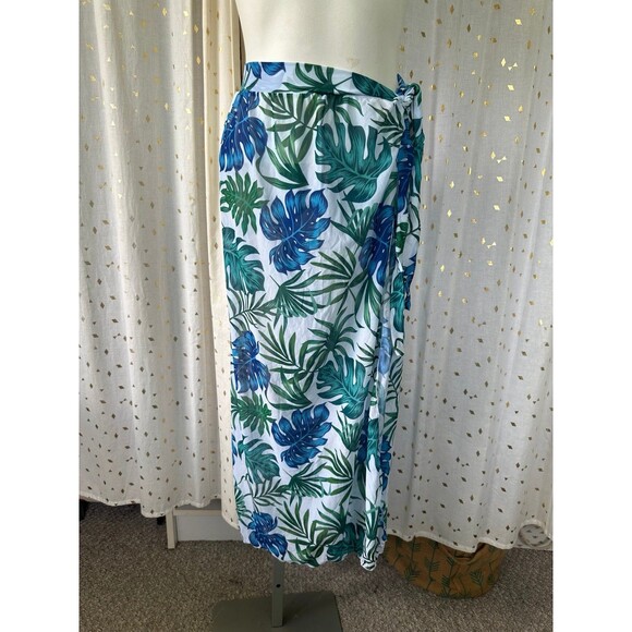 Unbranded Hawaiian Tropical Leaves Floral Mesh Wrap Side Tie Sarong One Size - Picture 2 of 4